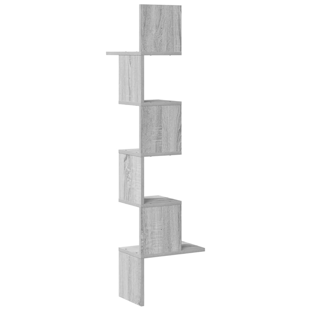 vidaXL Wall Corner Shelf Grey Sonoma 32x32x127,5 cm Engineered Wood 5