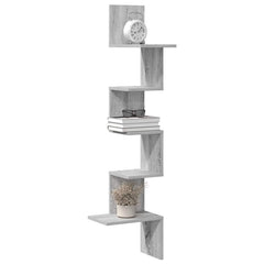 vidaXL Wall Corner Shelf Grey Sonoma 32x32x127,5 cm Engineered Wood 1