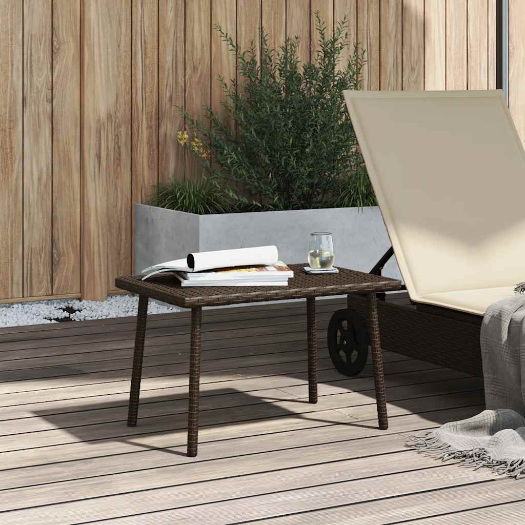 vidaXL Garden Coffee Table Rectangular Brown 60x40x37 cm Poly Rattan 3
