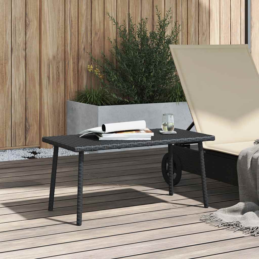 vidaXL Garden Coffee Table Rectangular Black 80x40x37 cm Poly Rattan 3