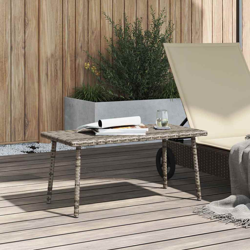 vidaXL Garden Coffee Table Rectangular Grey 80x40x37 cm Poly Rattan 3