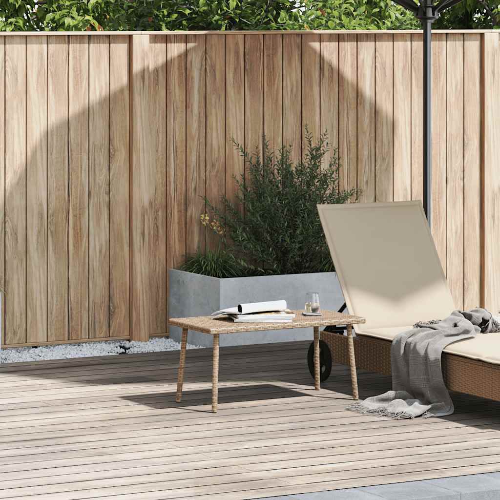 vidaXL Garden Coffee Table Rectangular Beige 80x40x37 cm Poly Rattan 1