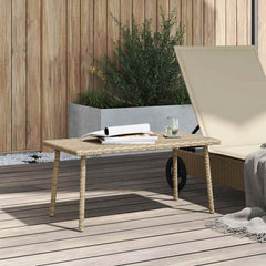 vidaXL Garden Coffee Table Rectangular Beige 80x40x37 cm Poly Rattan 2