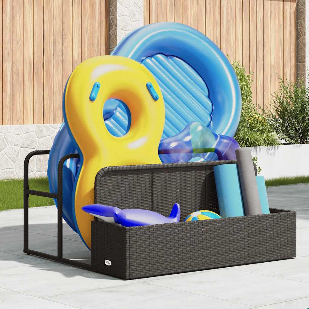 vidaXL Poolside Float Storage Black 110x100x57 cm Poly Rattan 3