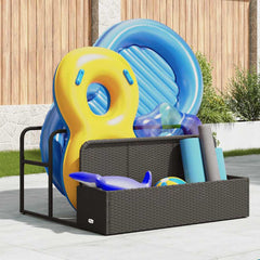 vidaXL Poolside Float Storage Black 110x100x57 cm Poly Rattan 3