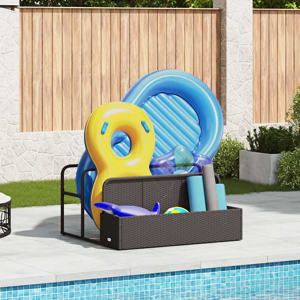 vidaXL Poolside Float Storage Black 110x100x57 cm Poly Rattan 1