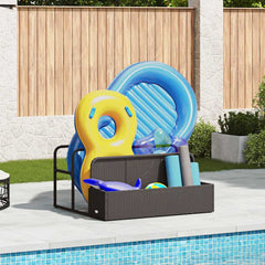 vidaXL Poolside Float Storage Black 110x100x57 cm Poly Rattan 1