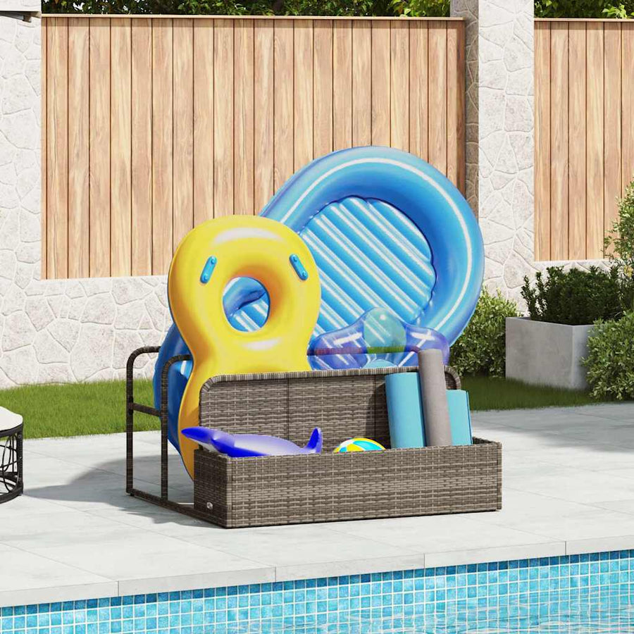 vidaXL Poolside Float Storage Grey 110x100x57 cm Poly Rattan 1