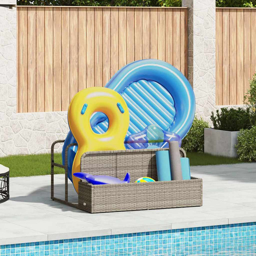 vidaXL Poolside Float Storage Light Grey 110x100x57 cm Poly Rattan 1