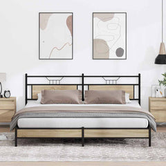vidaXL Bed Frame without Mattress Engineered Wood Sonoma Oak with Headboard & Low Footboard
