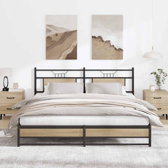 vidaXL Bed Frame without Mattress Engineered Wood Sonoma Oak with Headboard & Dual Low Footboard
