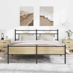 vidaXL Bed Frame without Mattress Engineered Wood Sonoma Oak with Headboard & High Footboard