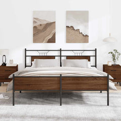 vidaXL Bed Frame without Mattress Engineered Wood Brown Oak with Headboard & High Footboard