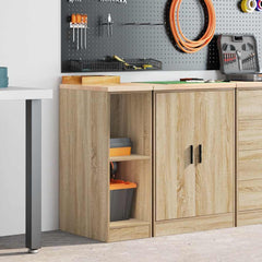 vidaXL Garage Storage Cabinet Sonoma Oak 30x51x85 cm Solid Wood Pine 3