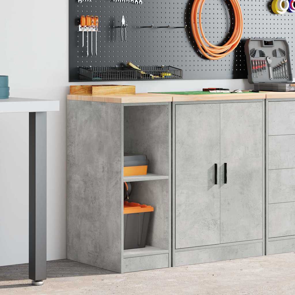vidaXL Garage Storage Cabinet Concrete Grey 30x51x85 cm Solid Wood Pine 3