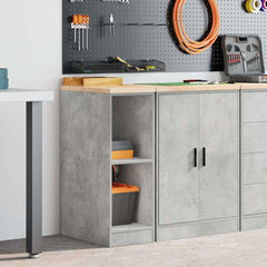 vidaXL Garage Storage Cabinet Concrete Grey 30x51x85 cm Solid Wood Pine 3