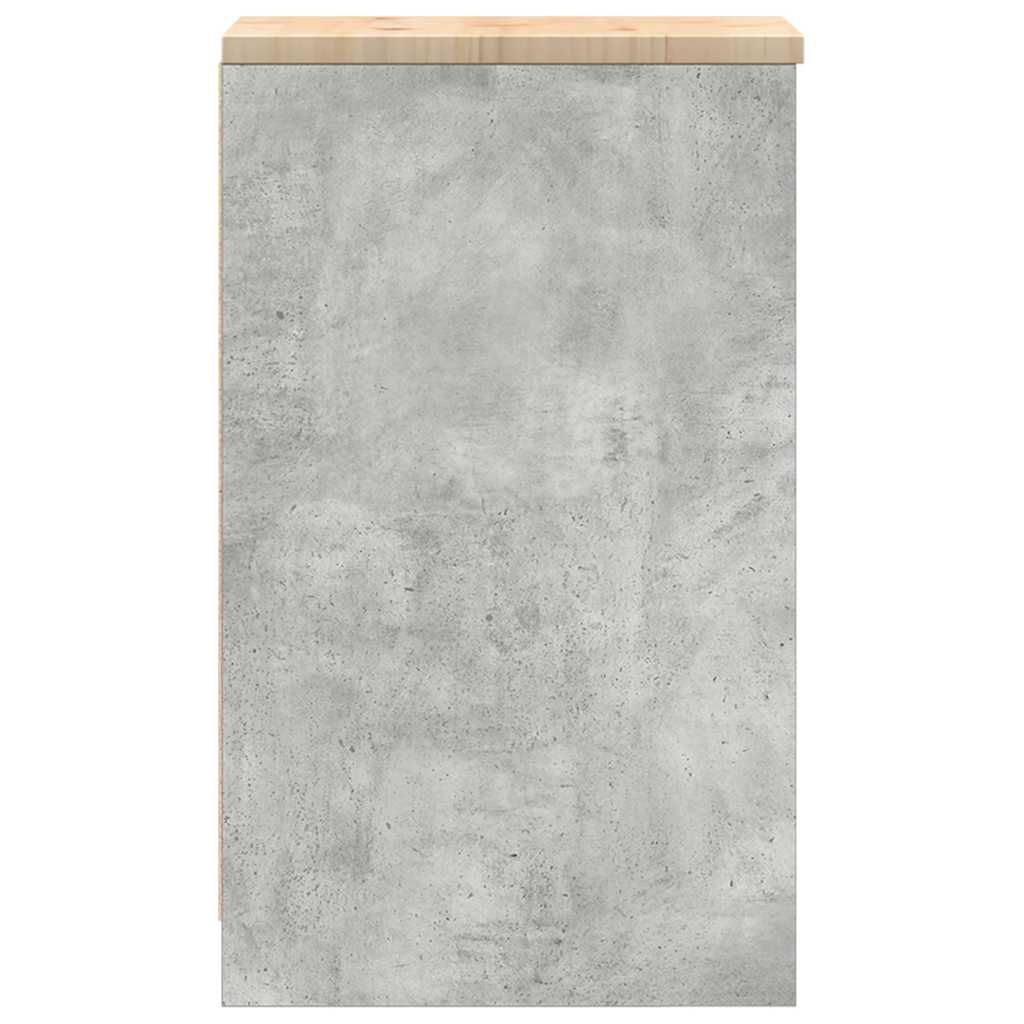 vidaXL Garage Storage Cabinet Concrete Grey 30x51x85 cm Solid Wood Pine 6