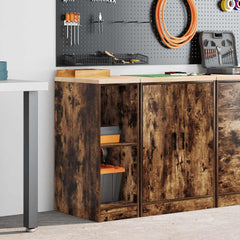 vidaXL Garage Storage Cabinet Smoked Oak 30x51x85 cm Solid Wood Pine 3