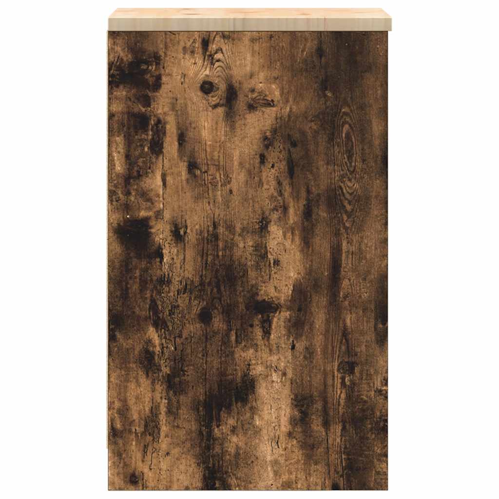vidaXL Garage Storage Cabinet Smoked Oak 30x51x85 cm Solid Wood Pine 6