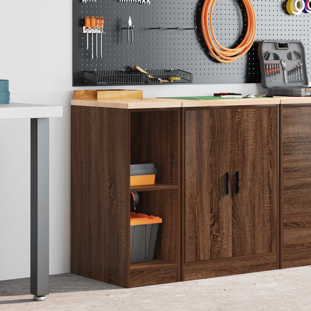 vidaXL Garage Storage Cabinet Brown Oak 30x51x85 cm Solid Wood Pine 3