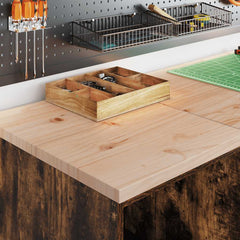 vidaXL Garage Storage Cabinet Smoked Oak 40x51x85 cm Solid Wood Pine 4