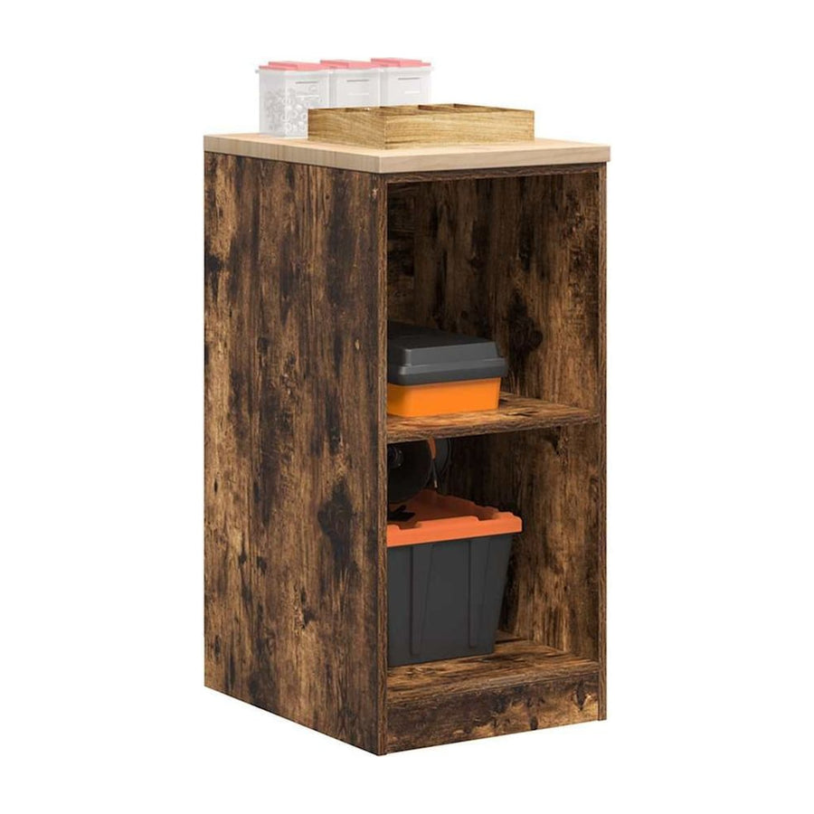 Garage Storage Cabinet Smoked Oak Solid Wood Pine