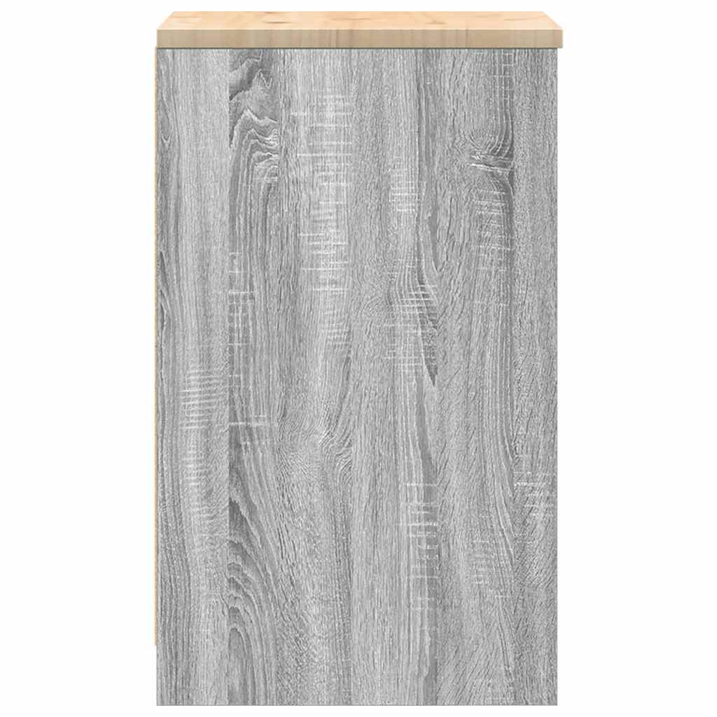 vidaXL Garage Storage Cabinet Grey Sonoma 40x51x85 cm Solid Wood Pine 6