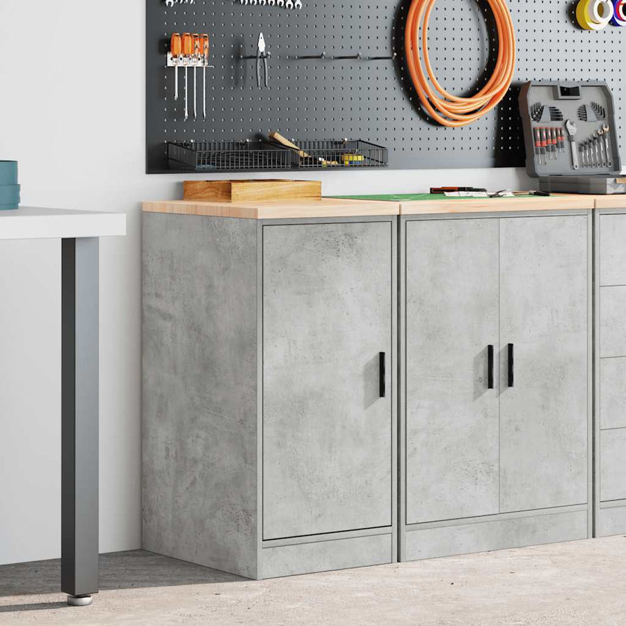 Garage Storage Cabinet Concrete Grey Solid Wood Pine