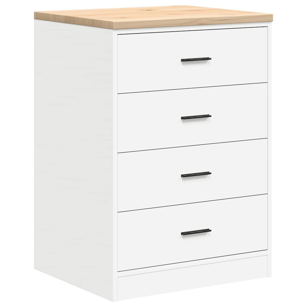 Garage Storage Cabinet Solid Wood Pine 60 x 51 x 85 cm 4 Drawers White