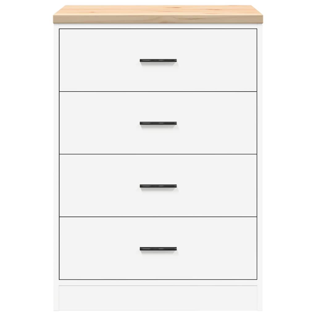 Garage Storage Cabinet Solid Wood Pine 60 x 51 x 85 cm 4 Drawers White
