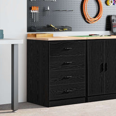 Garage Storage Cabinet Solid Wood Pine 60 x 51 x 85 cm 4 Drawers Black