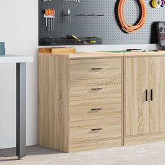 Garage Storage Cabinet Solid Wood Pine 60 x 51 x 85 cm 4 Drawers Sonoma oak