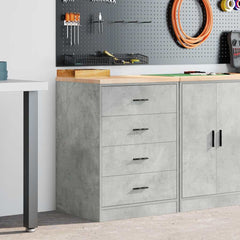 Garage Storage Cabinet Solid Wood Pine 60 x 51 x 85 cm 4 Drawers Concrete grey