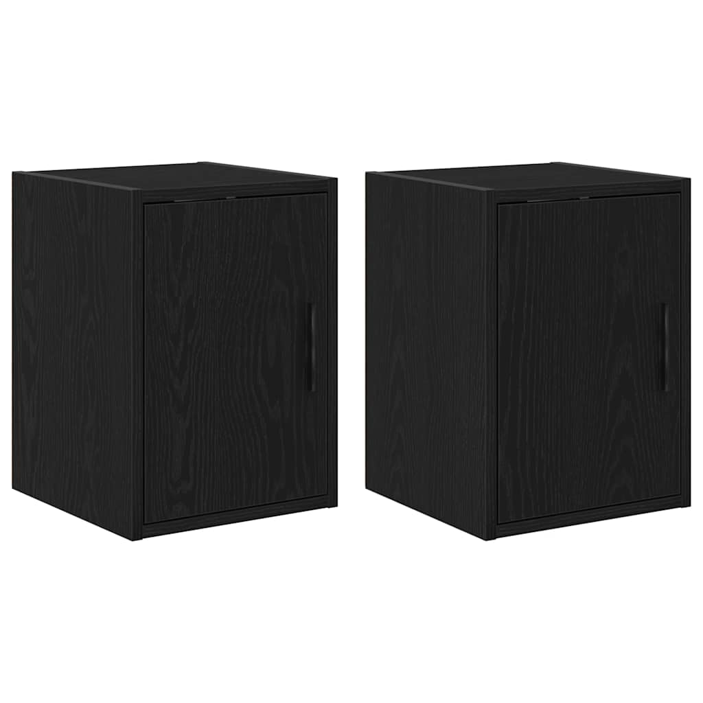 vidaXL Garage Wall Cabinets 2 pcs Black Engineered Wood 2