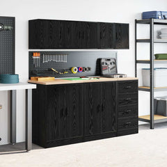 vidaXL Garage Wall Cabinets 2 pcs Black Engineered Wood 4