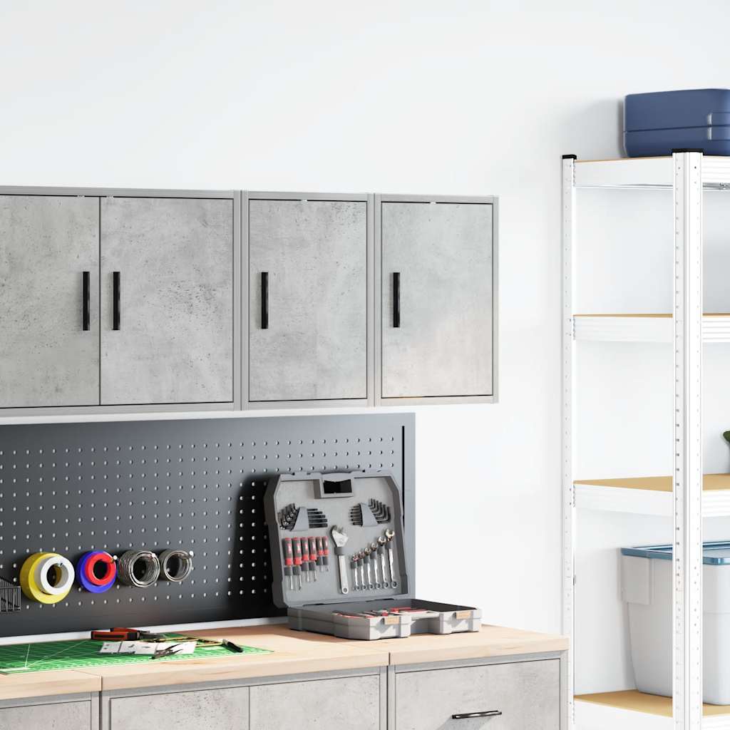 vidaXL Garage Wall Cabinets 2 pcs Concrete Grey Engineered Wood 3