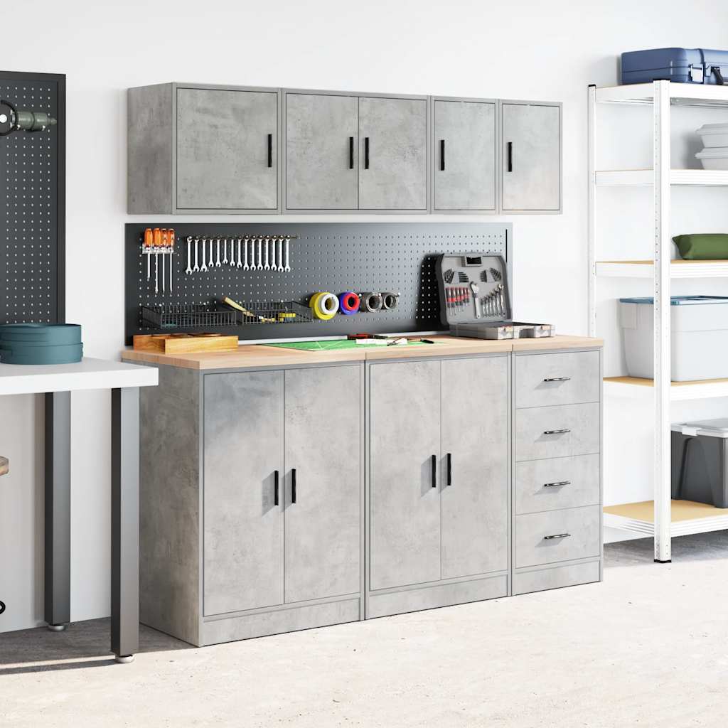 vidaXL Garage Wall Cabinets 2 pcs Concrete Grey Engineered Wood 4