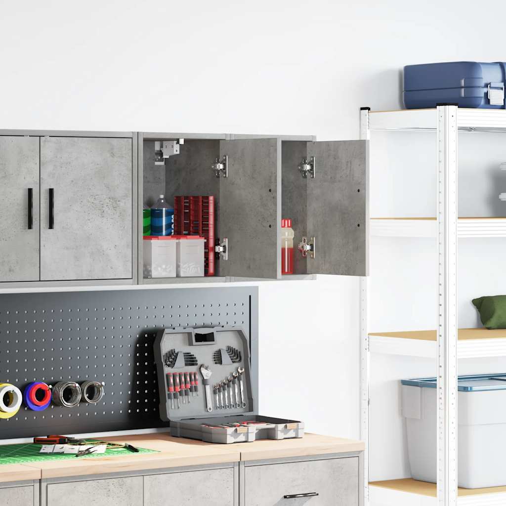 vidaXL Garage Wall Cabinets 2 pcs Concrete Grey Engineered Wood 1
