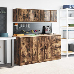 vidaXL Garage Wall Cabinets 2 pcs Smoked Oak Engineered Wood 4