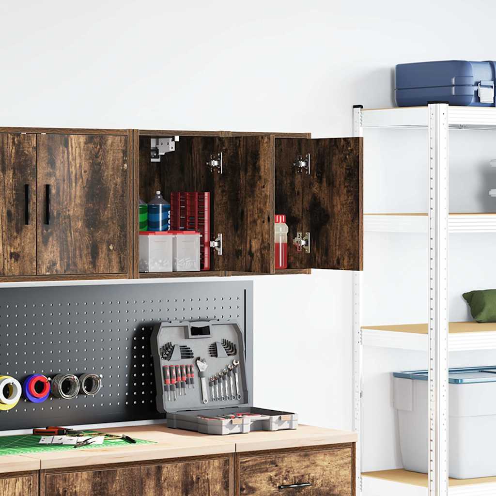 vidaXL Garage Wall Cabinets 2 pcs Smoked Oak Engineered Wood 1