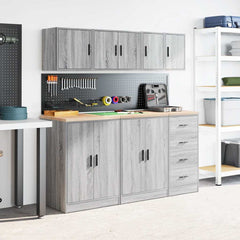 vidaXL Garage Wall Cabinets 2 pcs Grey Sonoma Engineered Wood 4