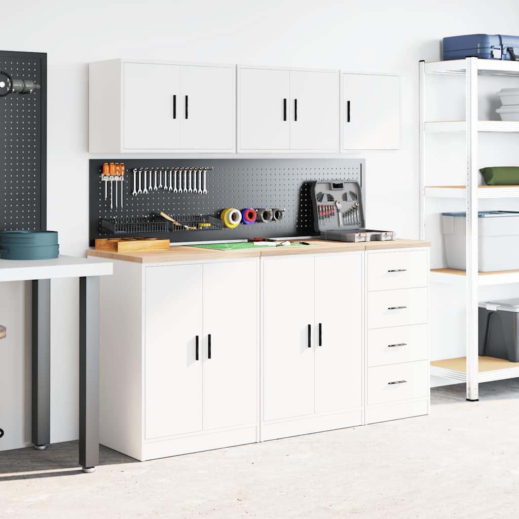 vidaXL Garage Wall Cabinet White Engineered Wood 4