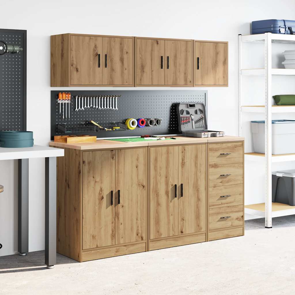 vidaXL Garage Wall Cabinet Artisan Oak Engineered Wood 4