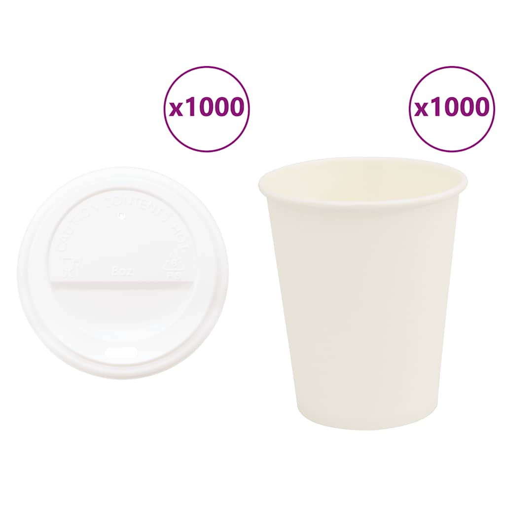 Paper Coffee Cups with Lids 1000 pcs 4oz 200 ml