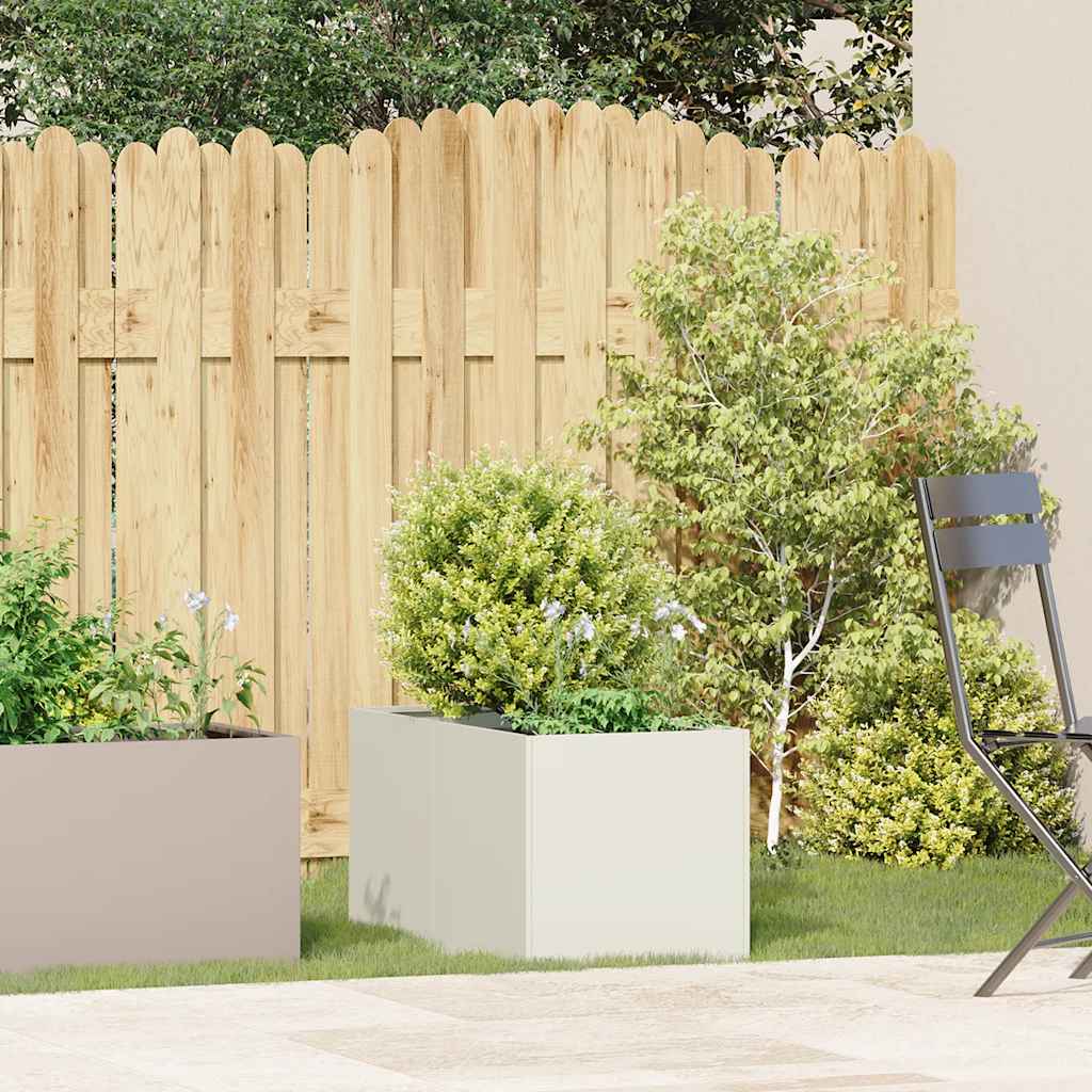 vidaXL Planter White 40x80x40 cm Cold-rolled Steel 3