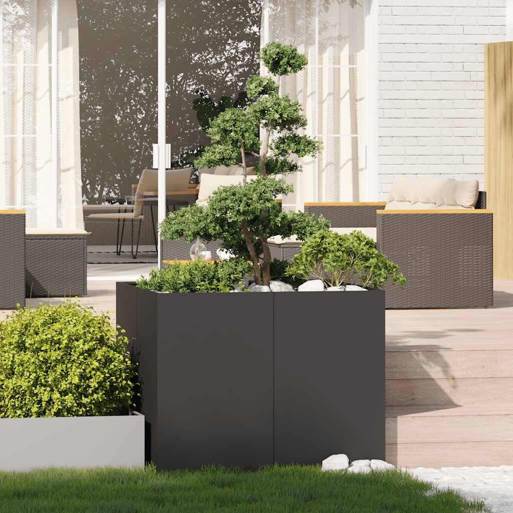Planter 100x100x80 cm Steel Black