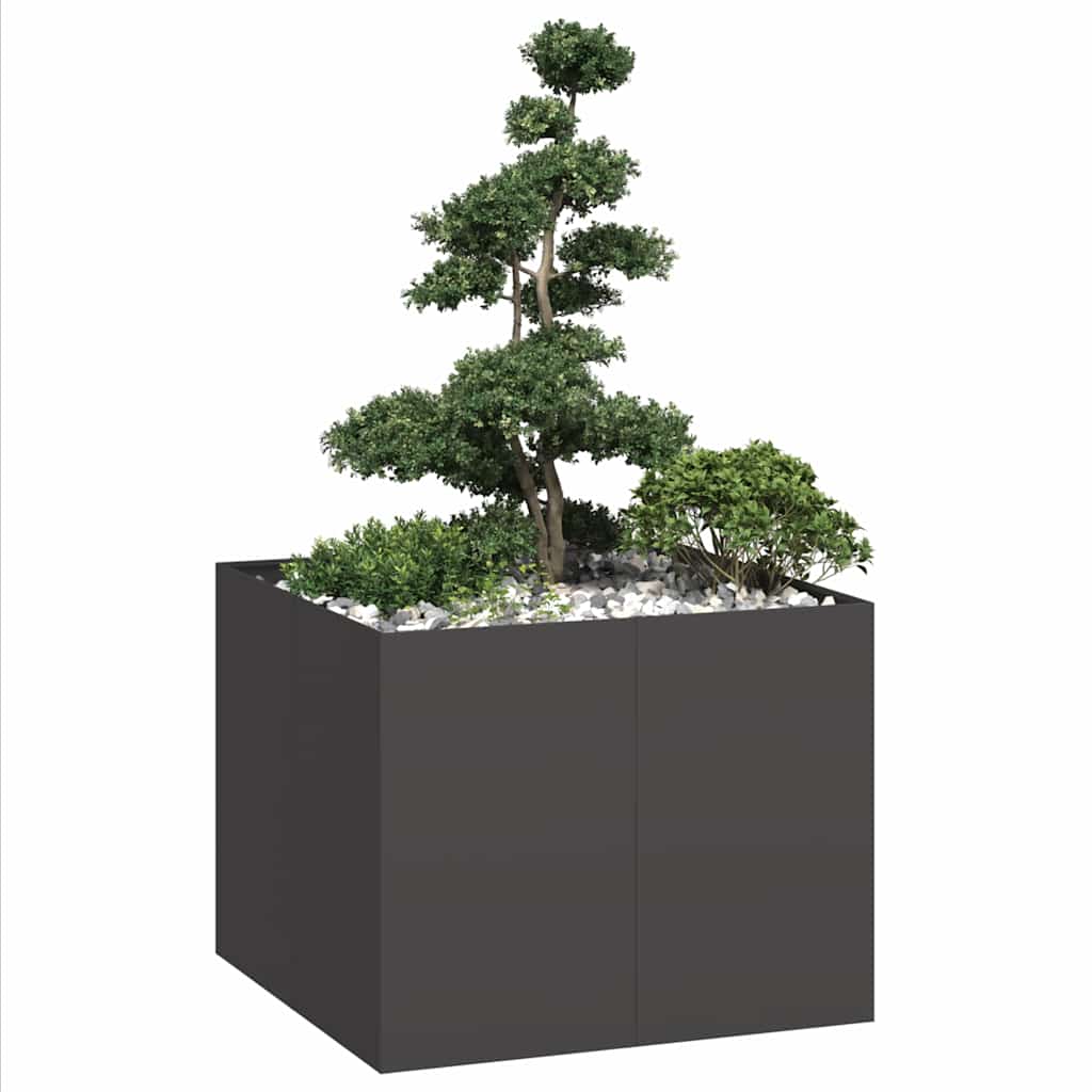 Planter 100x100x80 cm Steel Black