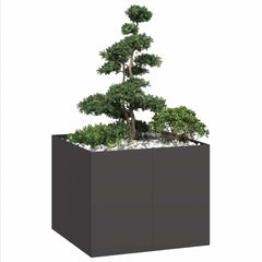 Planter 100x100x80 cm Steel Black