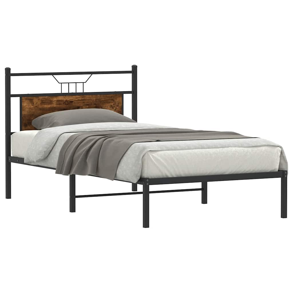 vidaXL Bed Frame without Mattress Smoked Oak 100x190 cm Engineered Wood 3