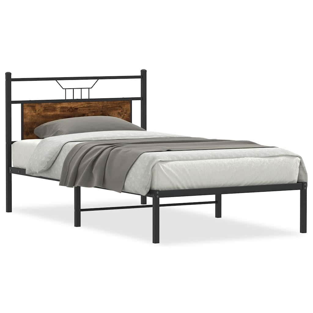 vidaXL Bed Frame without Mattress Smoked Oak 100x200 cm Engineered Wood 2